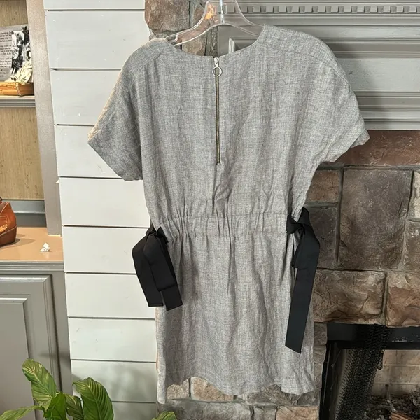 Zara TRF collection Gray Shift Dress With‎ Black Ribbon Sides, Small - Image 5