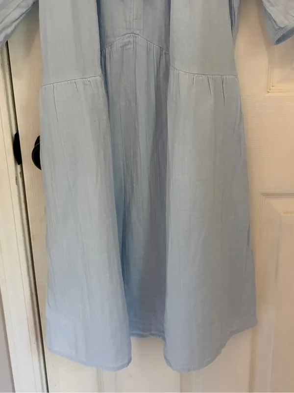 NWT!! Old Navy Crinkle Gauze Flutter-Sleeve Mini Swing Dress in Light Blue - Image 6