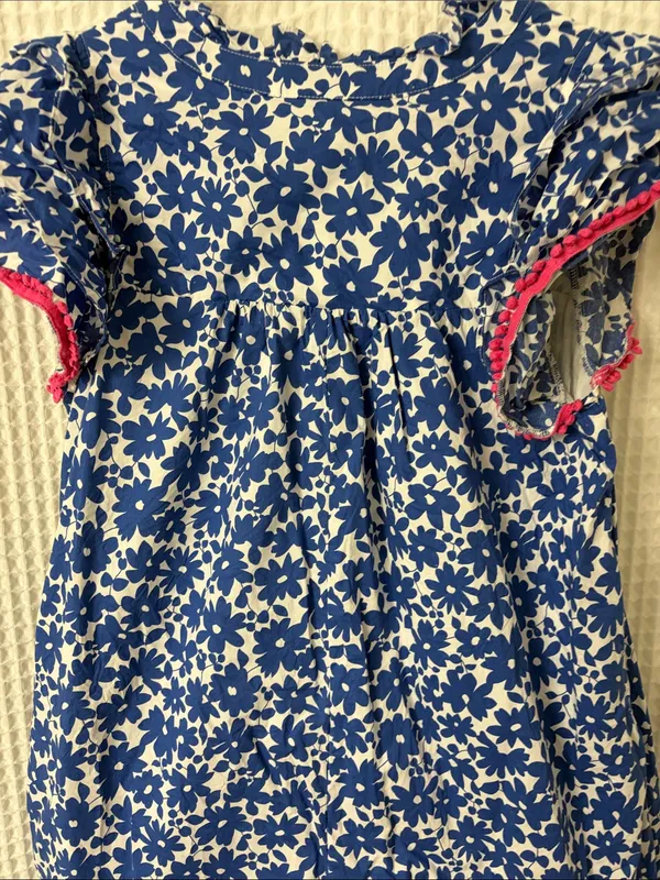 Pinch Blue Floral Mini Dress Ruffle Flutter Sleeves Coquette Babydoll Cotton - Image 7