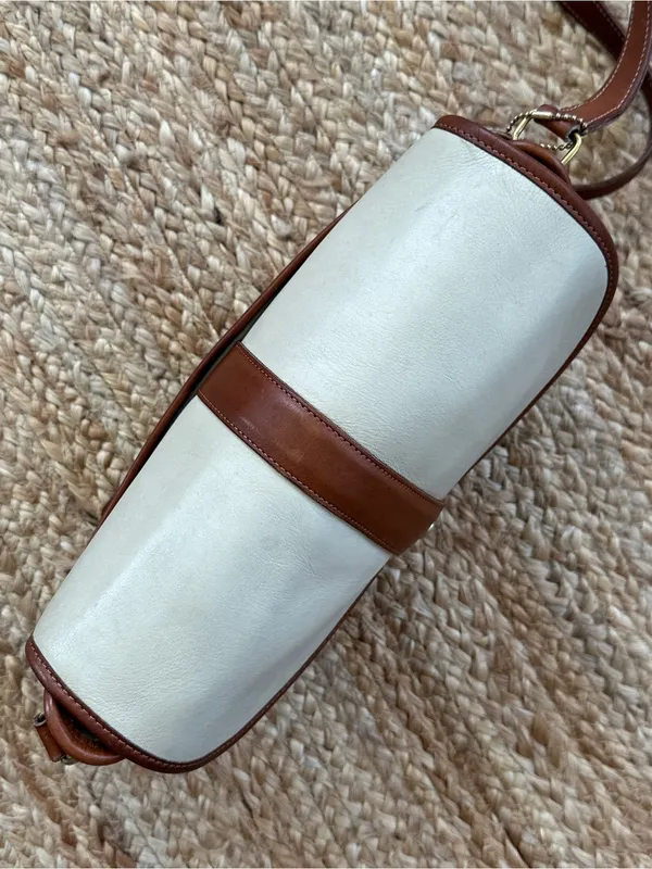COACH Vintage RARE Spectator Saddle Crossbody Bag Bone & Tabac Leather 077-6787 - Image 9