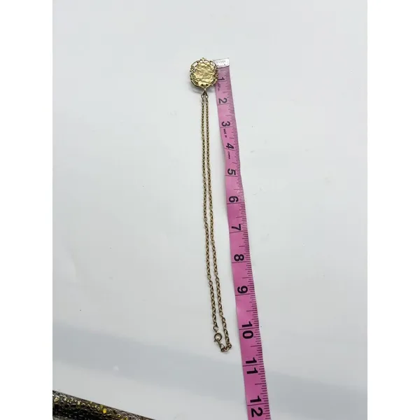 Gold Tone Filigree Black White Cameo Chain Link Short Pendant Necklace - Image 4