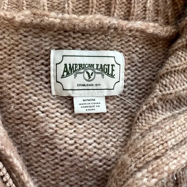 American Eagle Tan Half-Zip Sweater - Image 4