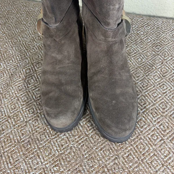 Stuart Weitzman Skipper Slate Gray Suede Mid-Calf Boots Size 6.5M Luxury Casual - Image 7