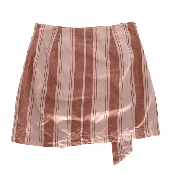 Free People Tuscan Sunrise Wrap Mini Skirt Womens 8 Pink‎ Striped Boho Coastal - Image 6