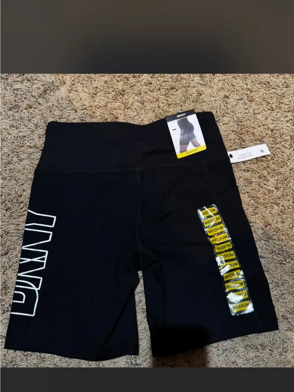 DKNY Black High-Rise Bike Shorts with Logo - Image 2