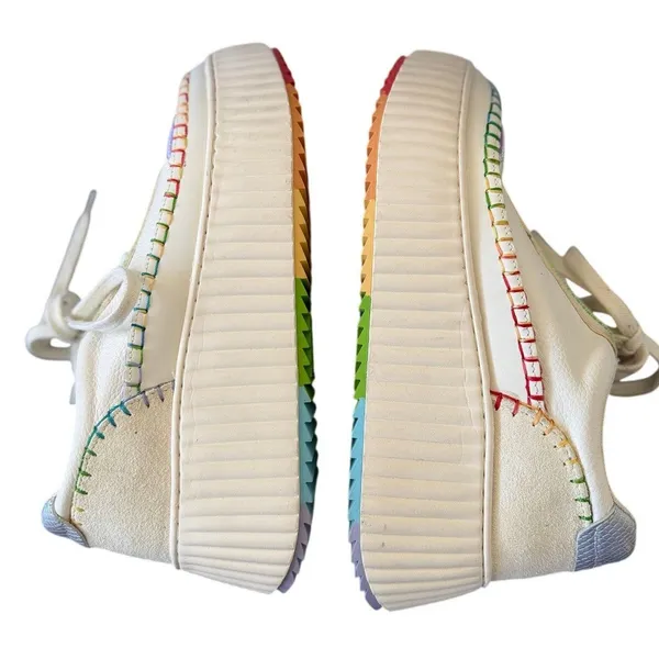 Dolce Vita Dolen Rainbow Stitch Iridescent White Sneaker Pride LGBTQ - Image 2