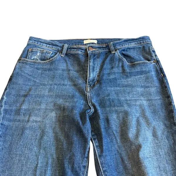 Oliver Logan Crosby Relaxed Taper Jeans Dark Wash Distressed Slow Denim Size 31 - Image 2