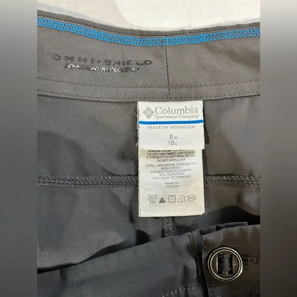 Columbia Women's Omni‎ Shield Gray Hiking Pants Repellent Size 8w 18L Pre-owned - Image 10