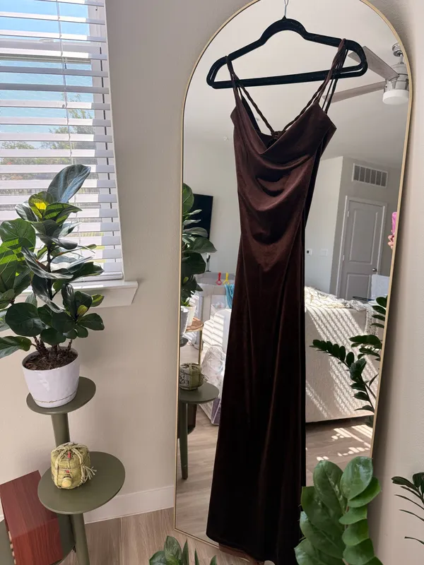 Brown sparkly long dress Size M - Image 4