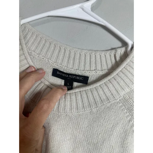 Banana Republic Ivory Crew Neck Raglan Sweater HOL23 736732-01‎ Womens Large - Image 4