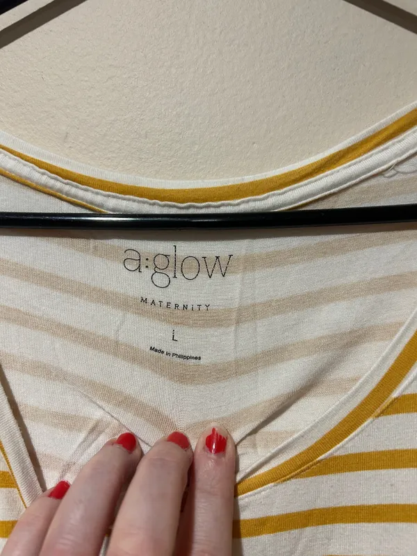 Aglow Yellow and White Striped Maternity Top - Image 3