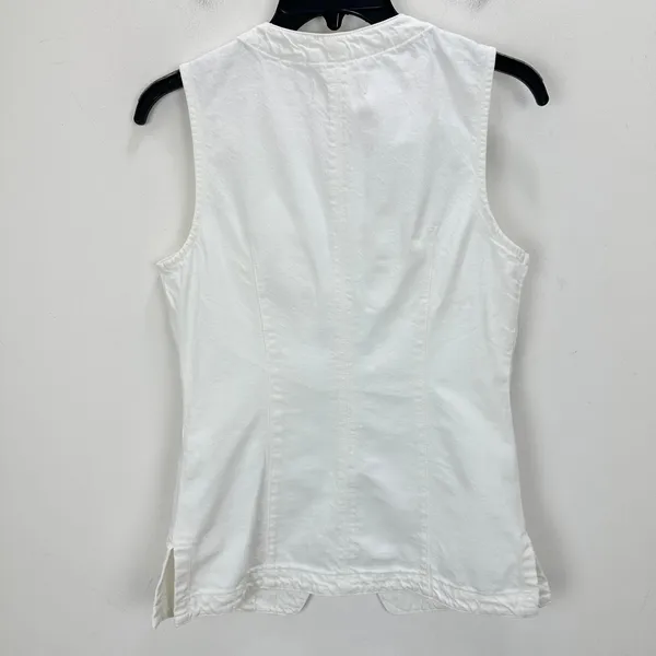 Madewell Denim High Crewneck Vest Tile White Minimalist Utility Pockets US 0 - Image 12