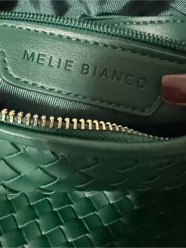 Melie Bianco Dark Green Woven Hobo Bag - Image 3