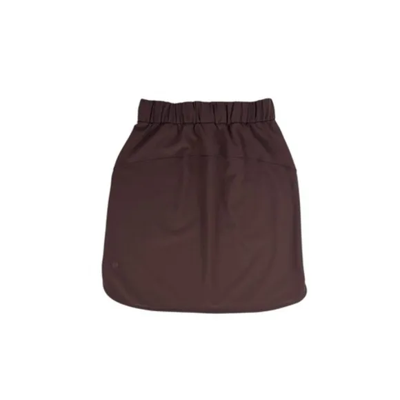 Lululemon On The Fly Skirt 21" Brown‎ Satin Drawstring Waist Size 4 - Image 4