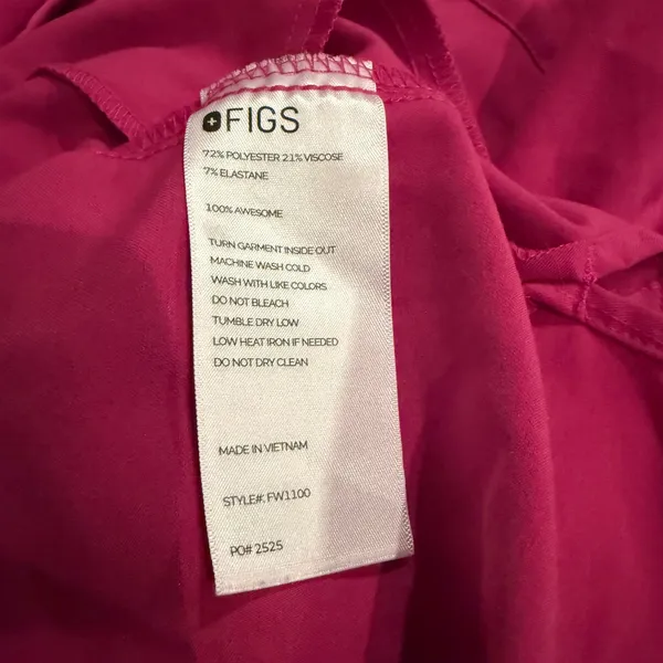 FIGS Women's XS Pink V‎ Neck Scrub Top Medical Uniform - Image 4