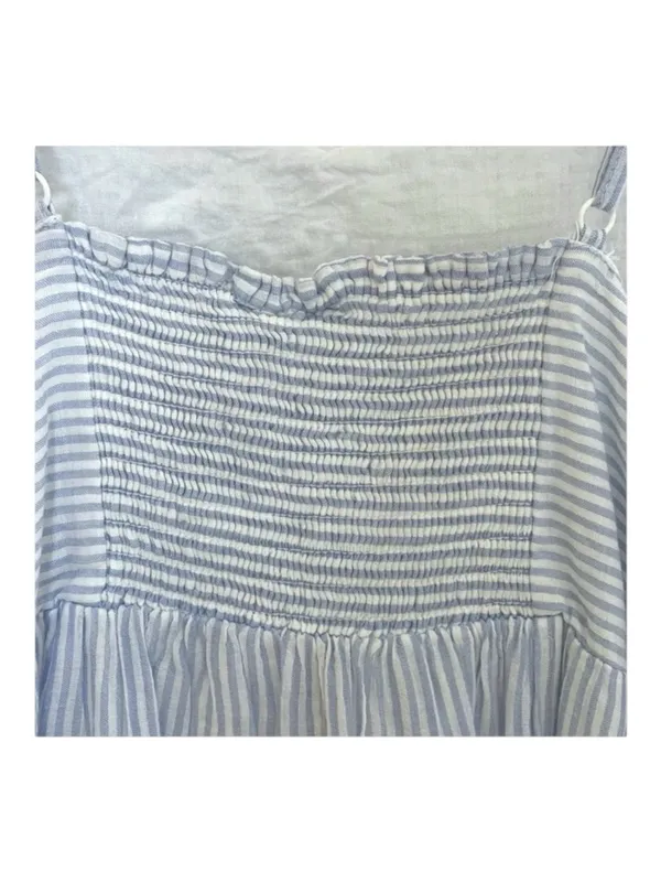 Joie ミ Floral Embroidery Lace Spaghetti Strap Sundress ミ Blue White Stripe ミ S - Image 12