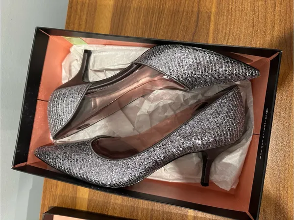 Nina Sparkling Silver Pointed Toe Pumps - Image 6