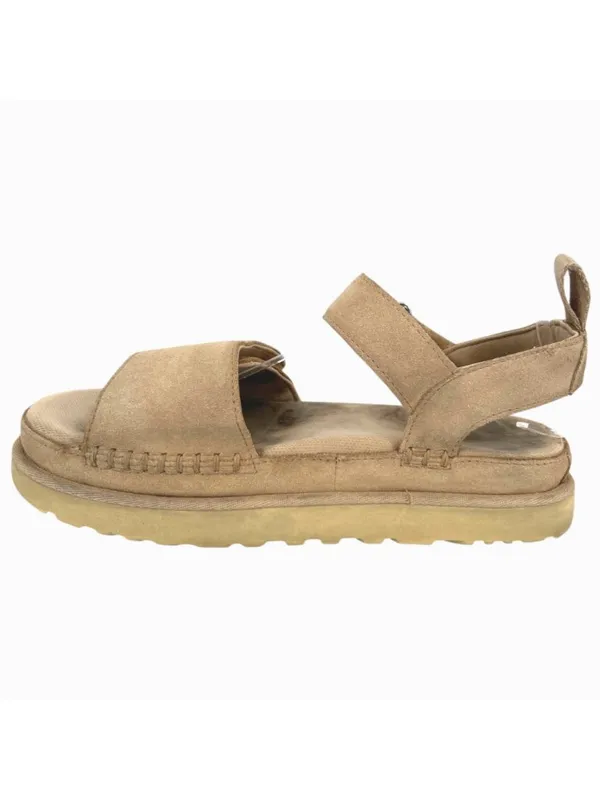UGG Goldenstar Platform Sandals Beige Suede Bohemian California Casual Size 9 - Image 4