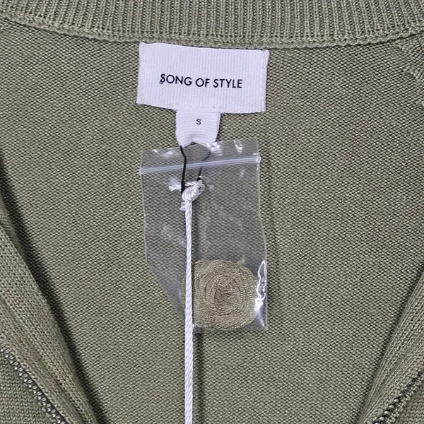 Song of Style Olive Green Knit Mini Dress Long Sleeve Full Zip‎ Up Sz S - Image 4