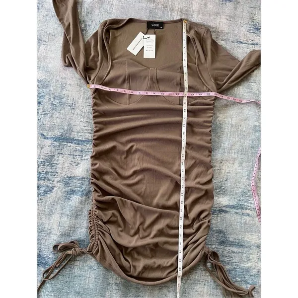 NWT! Cider Brown Ribbed Knit Ruched Side Long Sleeve Dress 1XL - Image 5