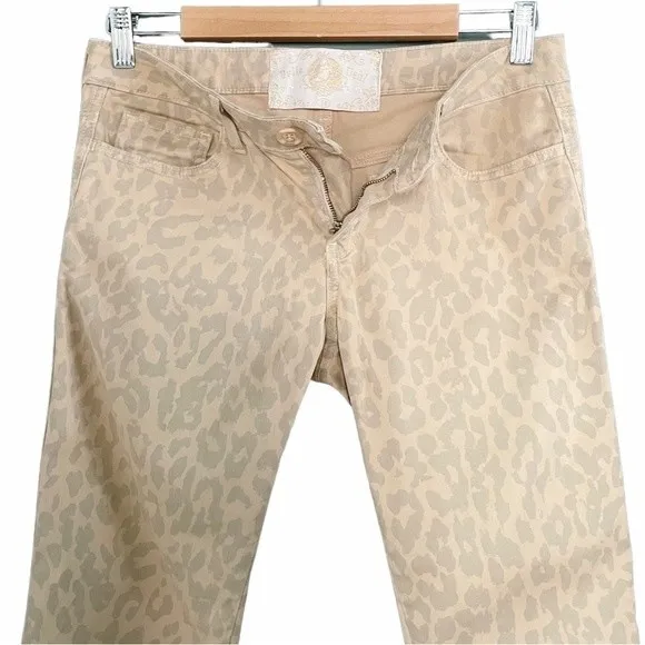 Anthropologie Bella Dahl Tan Cream Leopard Print Low Rise Chino Women’s Size 28 - Image 4