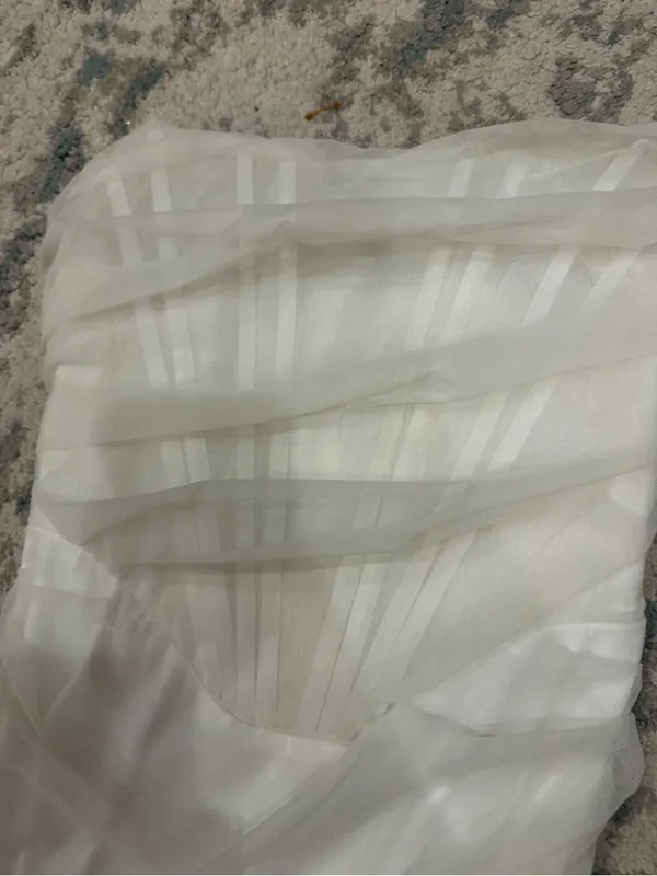 Superdown Sonya Bustier Mesh Dress Ivory Strapless Ruched Mini Medium - Image 4