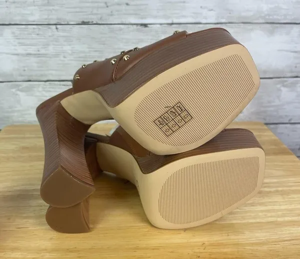 Michael Kors Jagger Studded Leather Platform Sandal Brown Size 9 - Image 6