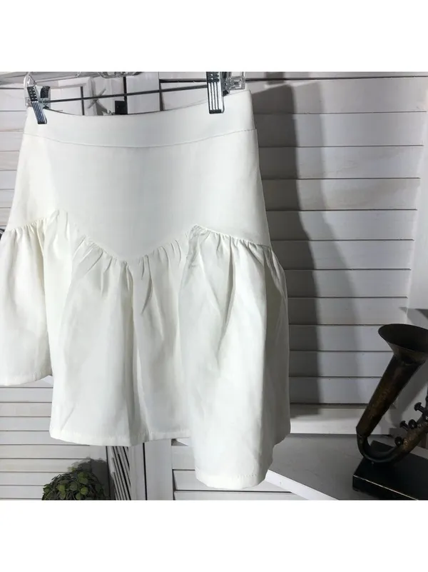 Princess Polly Tennis Mini Skirt Flouncy Hemline Back Zip Cotton White Women’s 6 - Image 3