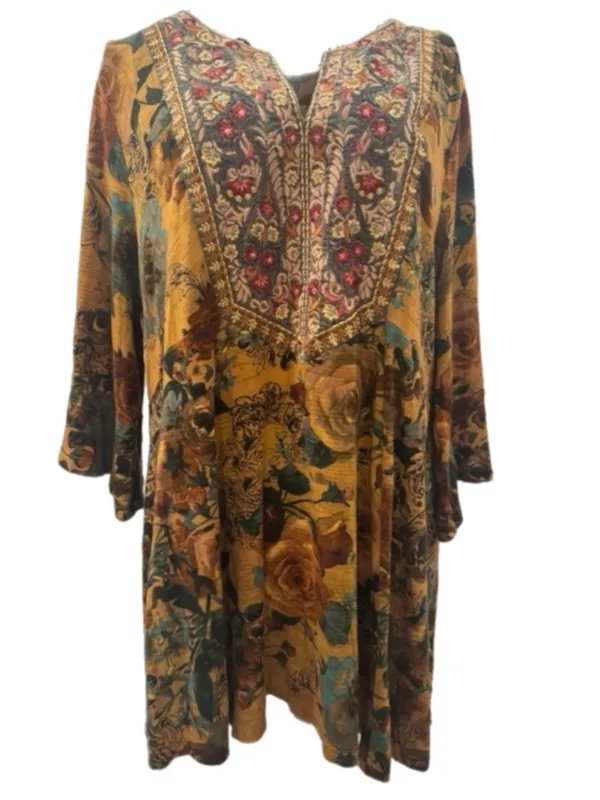 Soft Surroundings XL Floral Embroidered V-Neck‎ Tunic Top Hippie Boho - Image 4