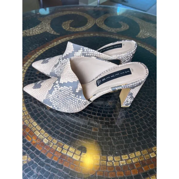 Steven By Steve Madden Josette Mule Heels Womens 7.5 Snakeskin Pointed Toe Block He - Image 2