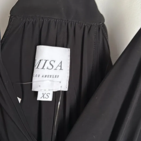 NEW MISA Los Angeles Domino Draped Mini Dress in Black XS - Image 9