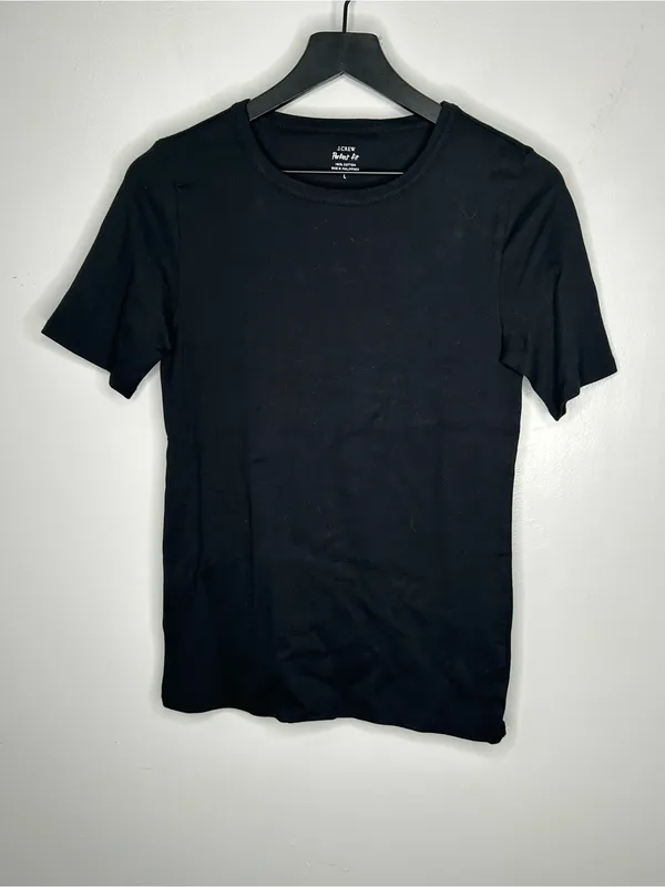J. Crew Black Perfect Fit Short Sleeve Tee Shirt Size Large Style G1438 NWT - Image 2