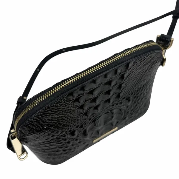 Brahmin Georgina Small Croc Embossed Leather Dome Crossbody Bag Black - Image 7