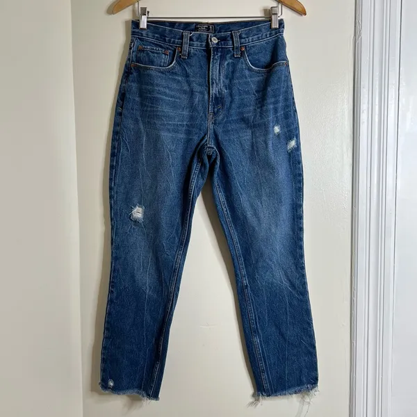 Abercrombie & Fitch Mom Jean 26/2R Frayed Raw Hem Distressed - Image 3