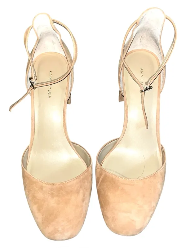 Ann Taylor Caramel Tan Suede Eliza Ankle Strap Block Heel Pump - Image 2