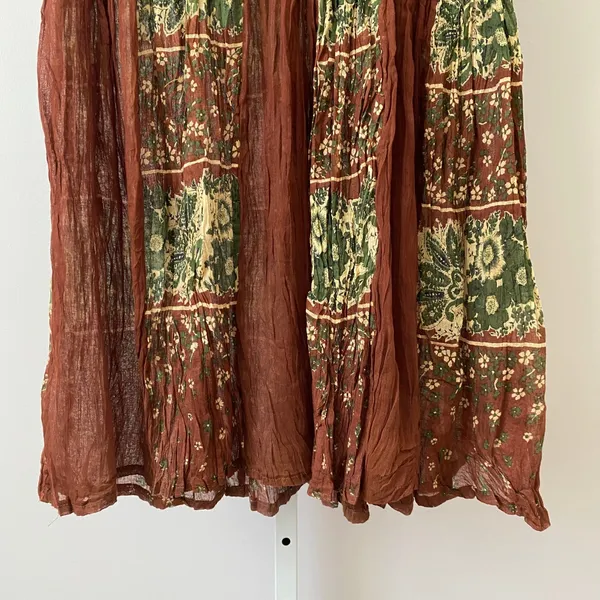 Studio East Cotton Boho Relaxed Prairie Peasant Sleeveless Brown Dress M - Image 3