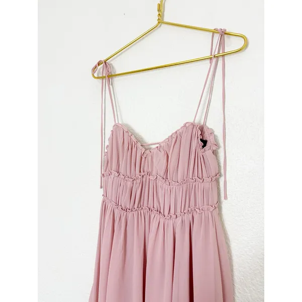 Anthropologie O.P.T Gigi Midi Dress Size Medium Pink Open Back Chiffon Wedding - Image 8