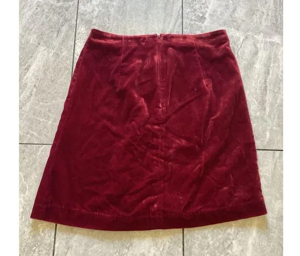 Anthropologie Connie Ruched Velvet Mini Skirt Jewel Tone Deep Red 10 - Image 5