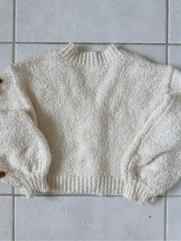 Altar’d State Cream Cropped Cardigan Sweater with Brown Flowers XXS - Image 4