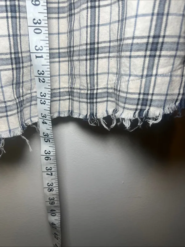 easel White, Blue, & Black Plaid Button-Down Shirt Dress - Image 7
