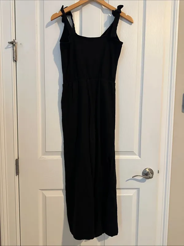 ASOS Black Midi jumpsuit with Knot Shoulder Straps - Image 2