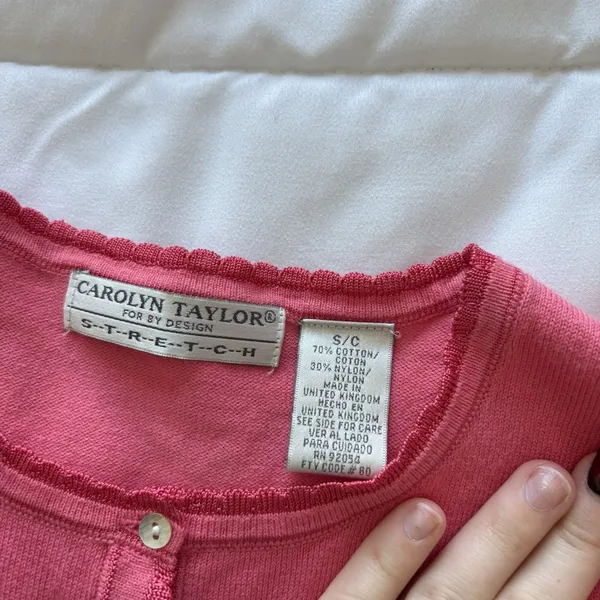 Carolyn Taylor Vintage‎ 90s Y2K Pink Cardigan Womens Size Small Dainty Romantic Whimsy Barbie - Image 3
