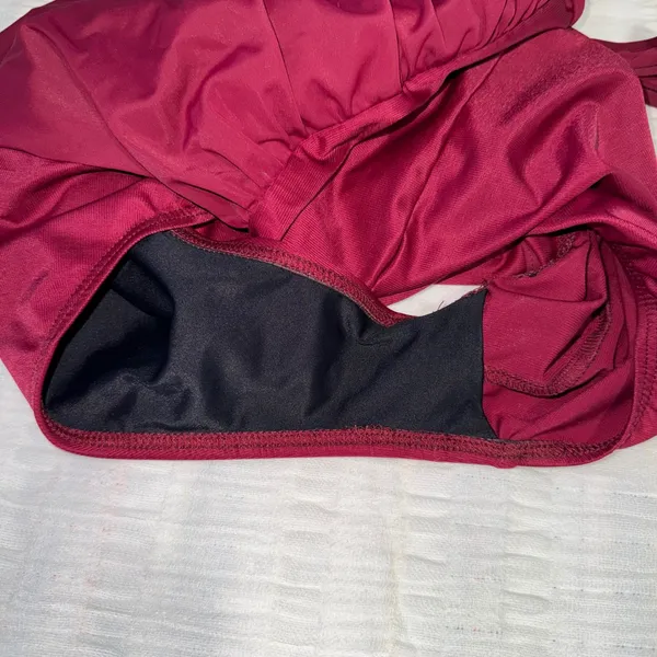 Miraclesuit Rendezvous One Pc‎ Swimsuit Burgundy Mesh High Neck Tummy Control - Image 13