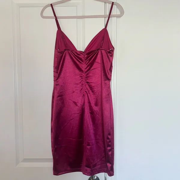 NEW Lulus Alluring Energy Medium Hot Pink Satin Bodycon Party Club Mini Dress - Image 4