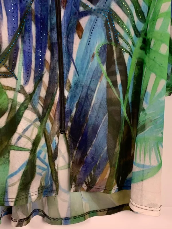 Valentina Womens XL Mesh Jacket Blue Green Tropical Print Sheer Lightweight - Image 6