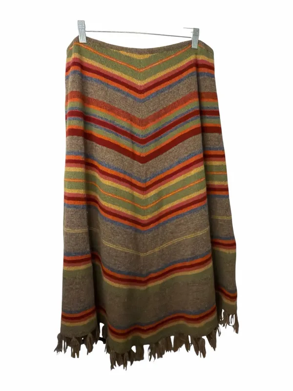 Lauren Ralph Lauren Wool Southwestern RARE Chevron Stripe Fringe Skirt Large - Image 3