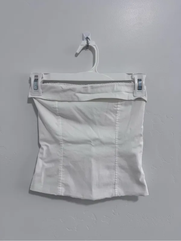 Zara Cream Strapless Crop Top - Image 2