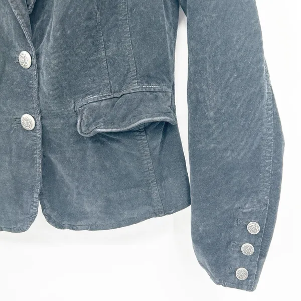 Free People Womens Byron Corduroy Dark Academia Grunge Blazer Jacket Black Small - Image 4