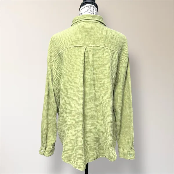 Princess Polly‎ Sage Green Gauze Cotton Oversized Button Down Coastal Boho Shirt - Image 4