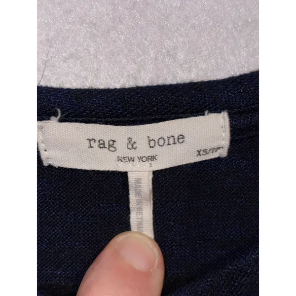Rag & Bone Hudson‎ Navy Blue Space Dye Long Sleeve Relaxed Knit Top XS - Image 5